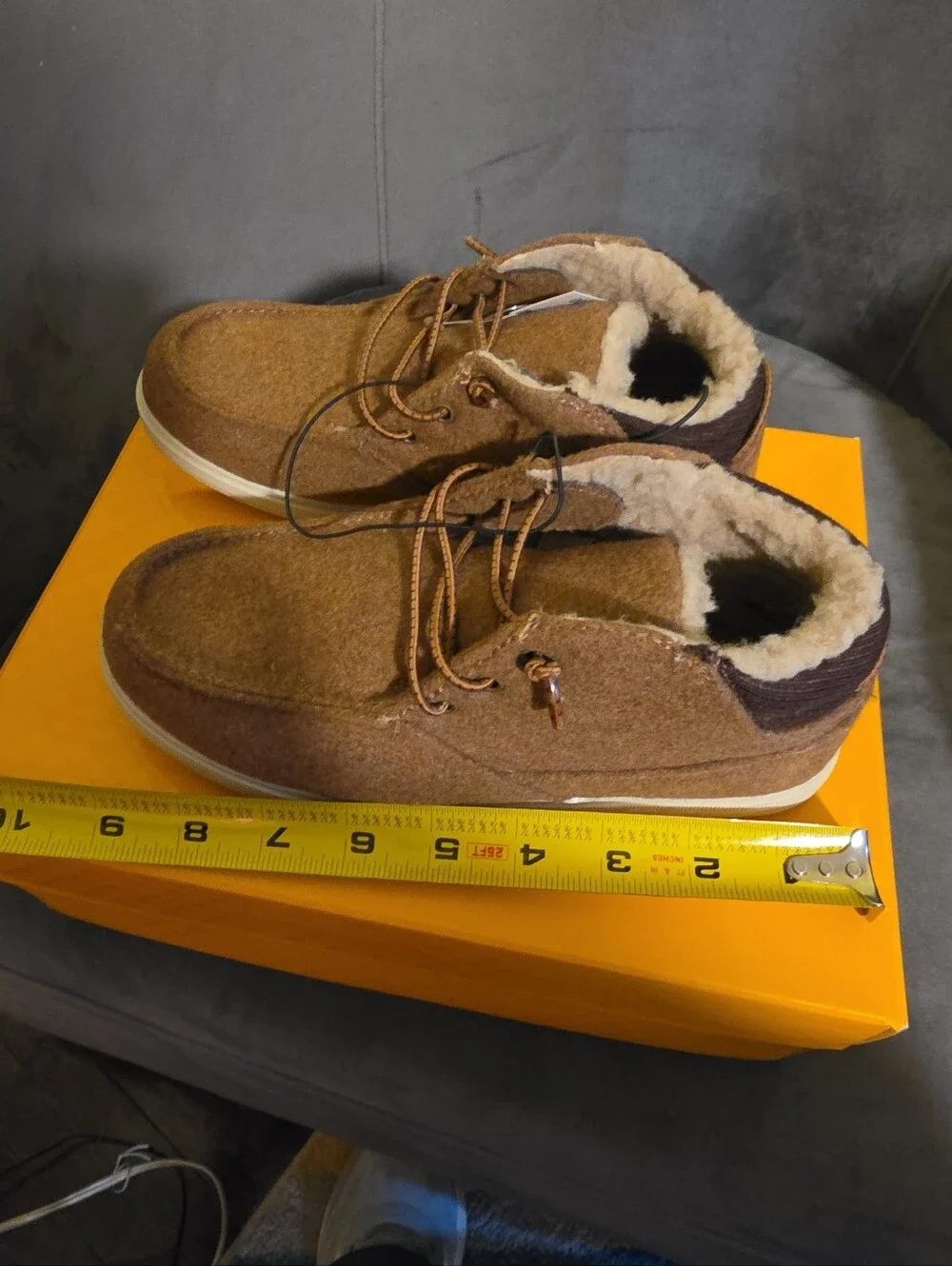 NIB Falls Creek Boys Size 3 Wayne Brown Faux Wool Lined Easy On Boots